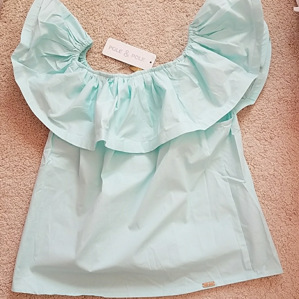 Top boho mint off shoulder